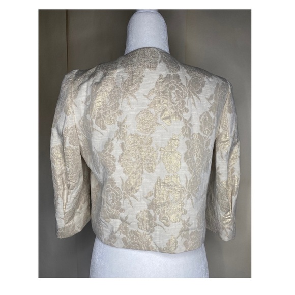 Zara Woman Cropped Ivory and Gold Dress Jacket Sz Med - Picture 2 of 10